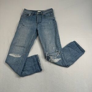 H&M Conscious Straight Leg Button Fly Jeans Womens Size 6 Light Wash Mid Rise